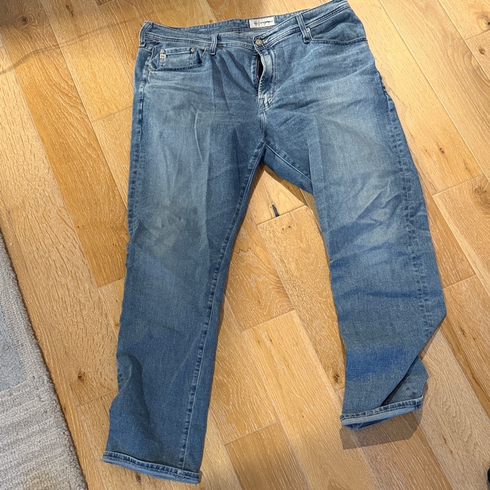 AG Adriano Goldschmied Men's Washed Blue Relaxed Jeans